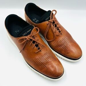 Cole Haan Mens SZ 10 Brown Perforated Leather Zerogrand Oxford Casual Shoes
